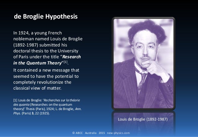 De broglie dissertation